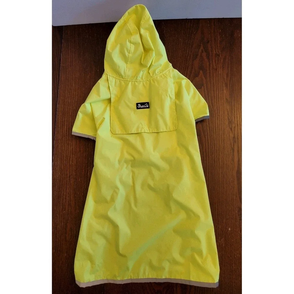 SlowTon Dog Raincoat Adjustable Rain Jacket XL Clear Hooded w/ Reflective Strip